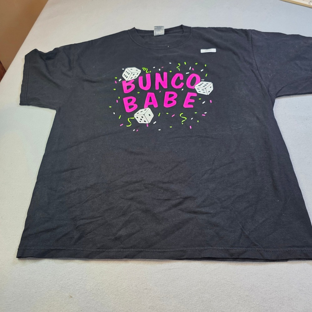 Delta Magnum Weight Bunco Babe Graphic T-Shirt Black XL Pink Dice Game Night Tee